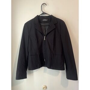 Tribal Brand Blazer Style Jacket Front Zip Black Short Size 8